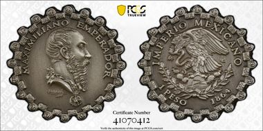 2020-LR AMB Medal Maximilian Alternative Peso Silver Antique Finish MS70