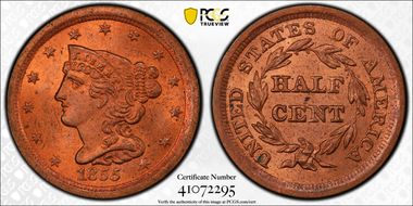1855 1/2C MS65+ RD