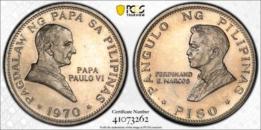 1970 Piso KM-202 Pope Visit Nickel MS65