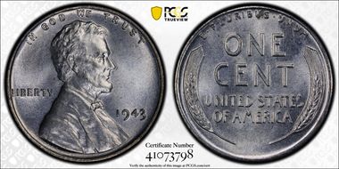 1943-S 1C MS65