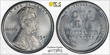 1943-S 1C MS66