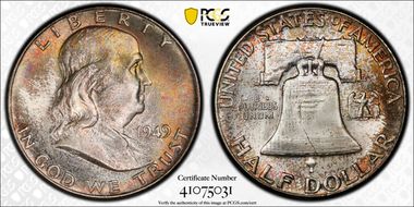 1949 50C Obv Die Clash FS-402 MS66+ FBL