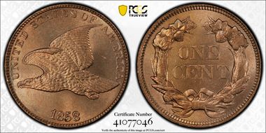 1858 1C Large Letters MS66