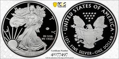 2020-W  $1 Silver Eagle - v75 Privy PR70DCAM