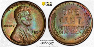 1957-D 1C MS66BN