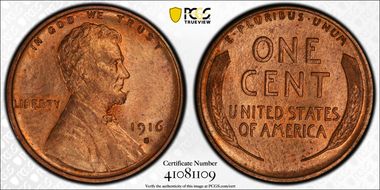1916-S 1C MS64RD