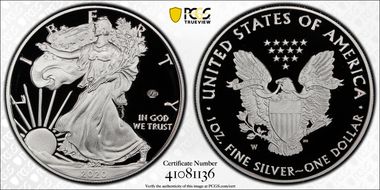 2020-W  $1 Silver Eagle - v75 Privy First Strike PR69DCAM