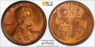 1955 1C Doubled Die Obverse MS65RD