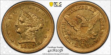 1846-D $2.50 AU55