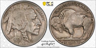 1937-D 5C 3 Legs XF40