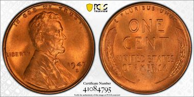 1947-S 1C MS67+ RD