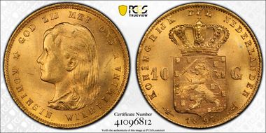 1897 10 G Toothed Border KM-118  Au MS65