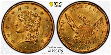 1834 $2.50 Classic MS64+