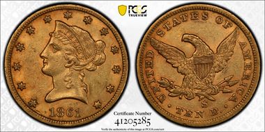 1861-S $10 AU55