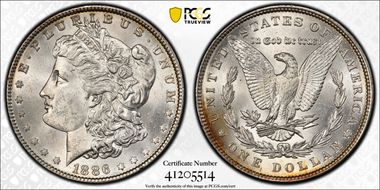 1886 $1 VAM 1A, Line in 6 MS63