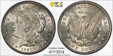 1921 $1 Morgan MS62