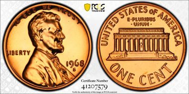 1968-S 1C PR69RD