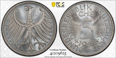 1968-F 5 Mk Regular Issue MS65