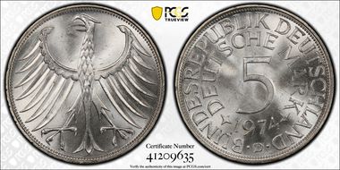 1974-D 5 Mk Regular Issue MS66