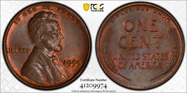 1955 1C Doubled Die Obverse MS63BN