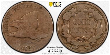 1857 1C Obverse of 1856, FS-401b N1