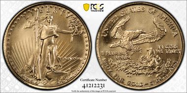 1987 $5 Gold Eagle MS70