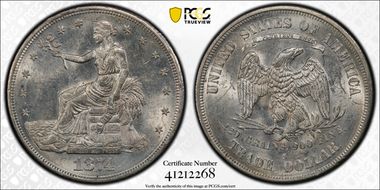 1874-S T$1 MS62