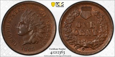 1865 1C Fancy 5 MS62BN