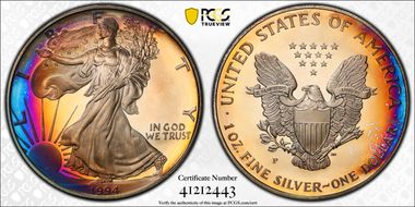 1994-P $1 Silver Eagle PR67DCAM