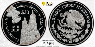 2010-Mo 20 Peso Parish of Dolores Bicentenary of Independence PR69DCAM