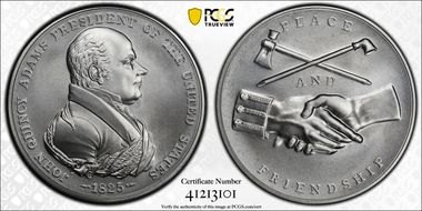 (2019) Medal John Quincy Adams "1825" Silver Matte Finish MS70