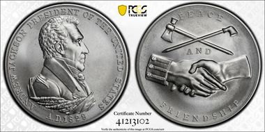 (2020) Medal Andrew Jackson "1829" Silver Matte Finish MS69