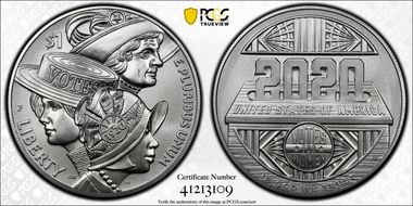 2020-P $1 Women’s Suffrage Centennial MS70