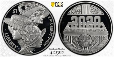 2020-P $1 Women’s Suffrage Centennial PR69DCAM