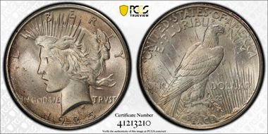 1925 $1 VAM 1T (5), Missing Ray MS64