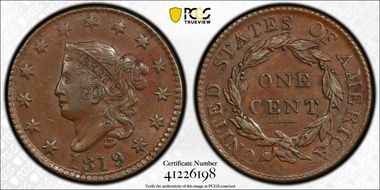 1819/(8) 1C N-2, Large Date AU58BN