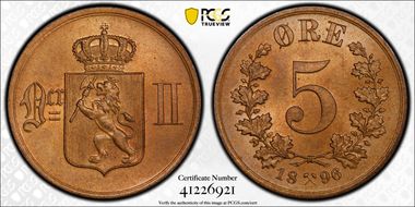 1896 5 Øre MS65BN