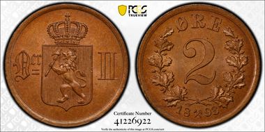 1893 2 Øre MS66BN