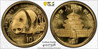 1987-S 10 Yn Panda Gold PAN-47A MS70