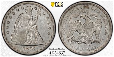 1873 $1 Seated VF35
