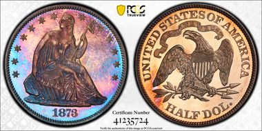 1873 50C No Arrows PR67