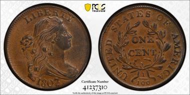 1807/6 1C Large 7 MS64BN