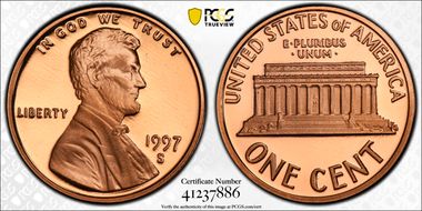 1997-S 1C PR70DCAM