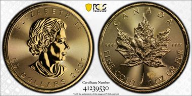 2021 $50 Maple Leaf Au MS69