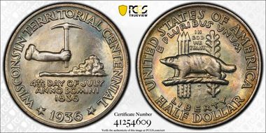 1936 50C Wisconsin MS68