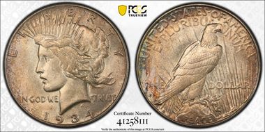 1934-S $1 MS62