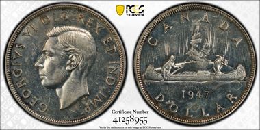 1947 S$1 Pointed 7 DHP AU58