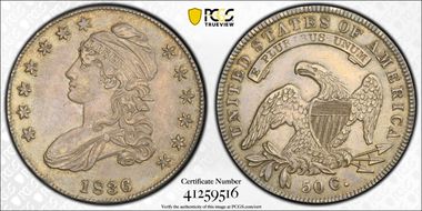 1836 50C O-109 AU58