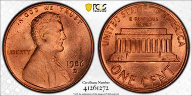 1986-D 1C MS66+ RD