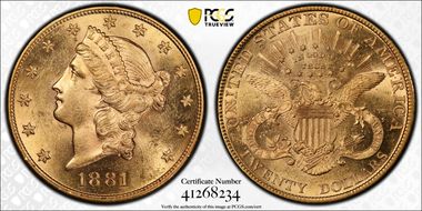 1881 $20 MS62